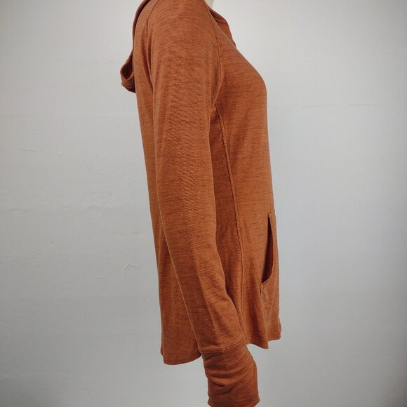 Prana terra cotta brown long sleeve hooded Henley tee t-shirt ladies Small - Picture 4 of 9